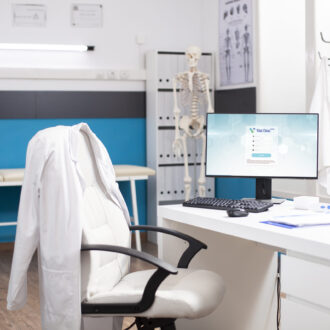 Empty medical office with desktop pc